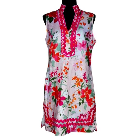 Sail To Sable 100% Linen Floral Midi Dress - Picture 1 of 5